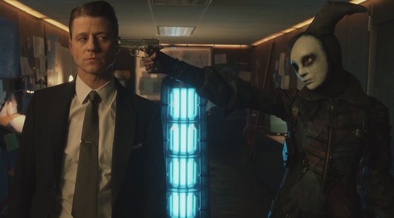 Ecco (as the Mummer) threatening Jim Gordon’s life.